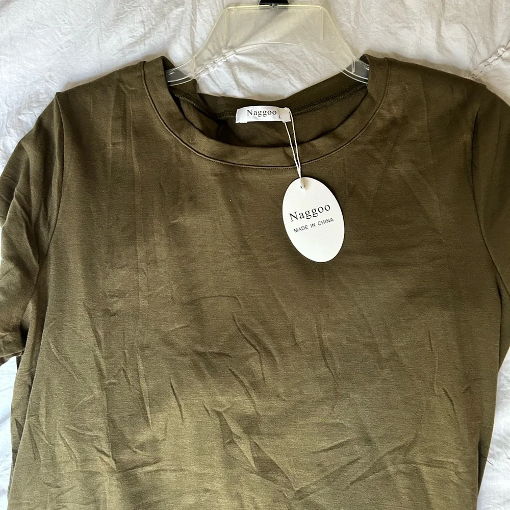NWT Olive Green Midi Dress - Picture 3 of 12